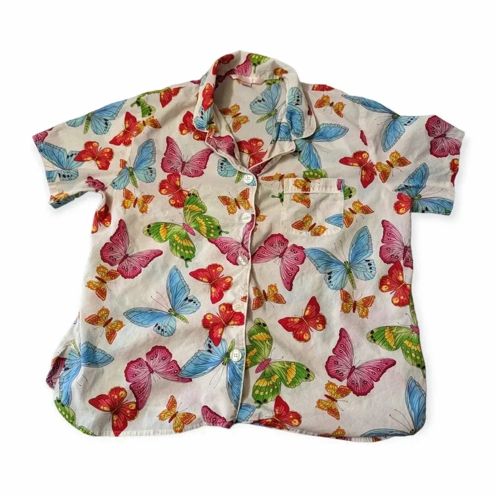 Victoria's Secret Y2K Kidcore Butterfly Short Sleeve Pajama Shirt